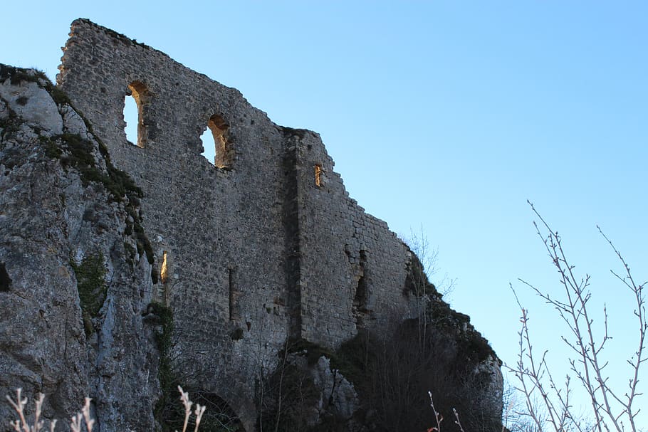 roquefixade, castle, cathar, ariege, france, ruin, monument HD wallpaper