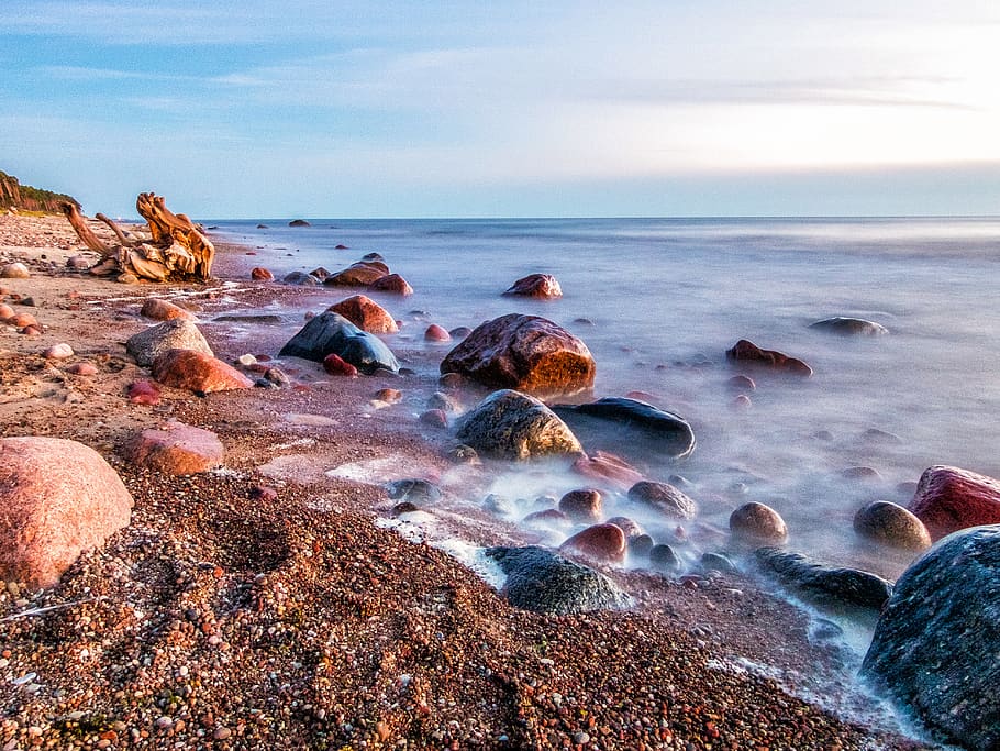 Body Of Water, beach, nature, ocean, rocks, scenic, sea, seascape HD wallpaper