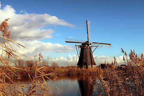 kinderdijk, mill, wind mill, netherlands, holland, tourism HD wallpaper