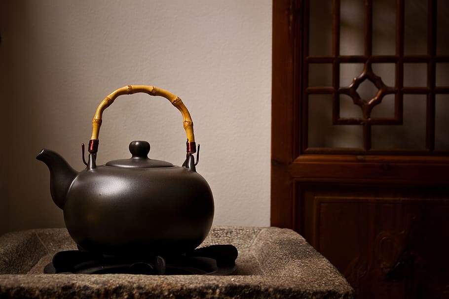 Unused Teapot on Side Table, cookware, kettle, kitchenware, indoors HD wallpaper