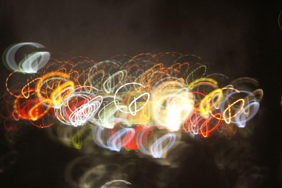 lights, way, nightlife, motion, black background, illuminated HD wallpaper
