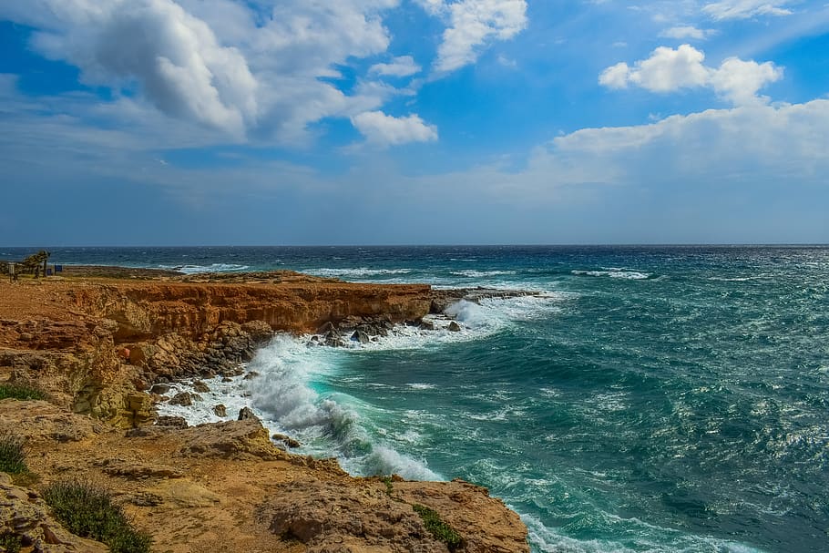 landscape, nature, sky, clouds, sea, waves, seashore, coast HD wallpaper