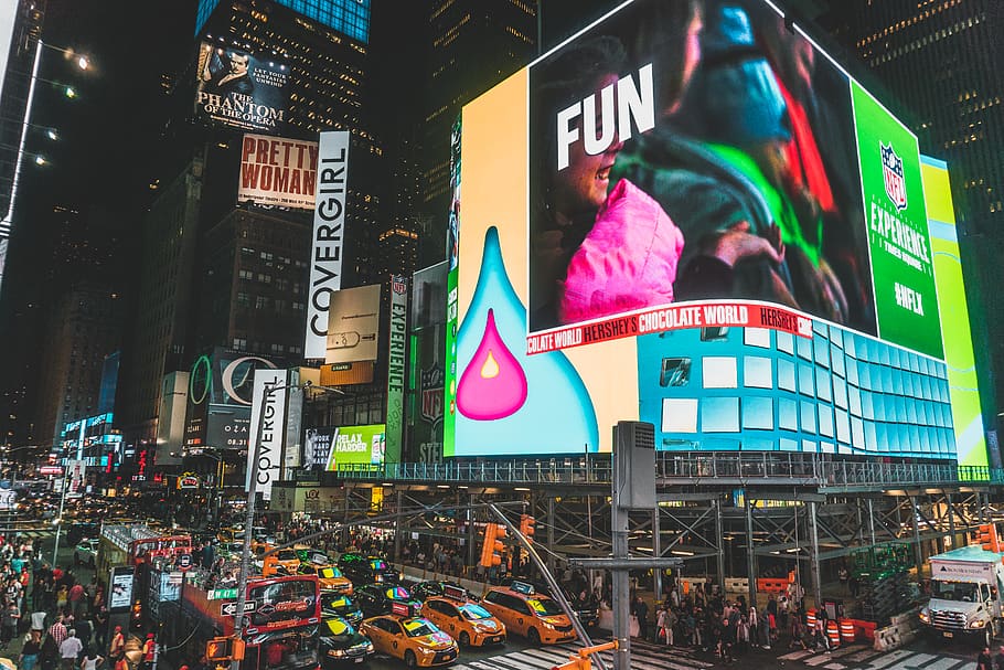 HD wallpaper: Time Square, New York, times square, poster, billboard, city | Wallpaper Flare