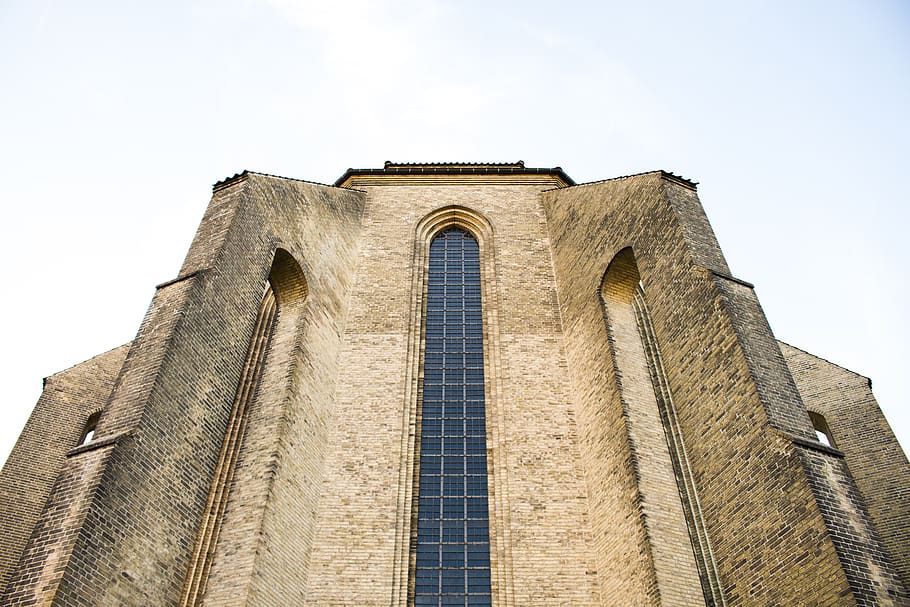 denmark, copenhagen, brick, structure, window, church, architecture HD wallpaper