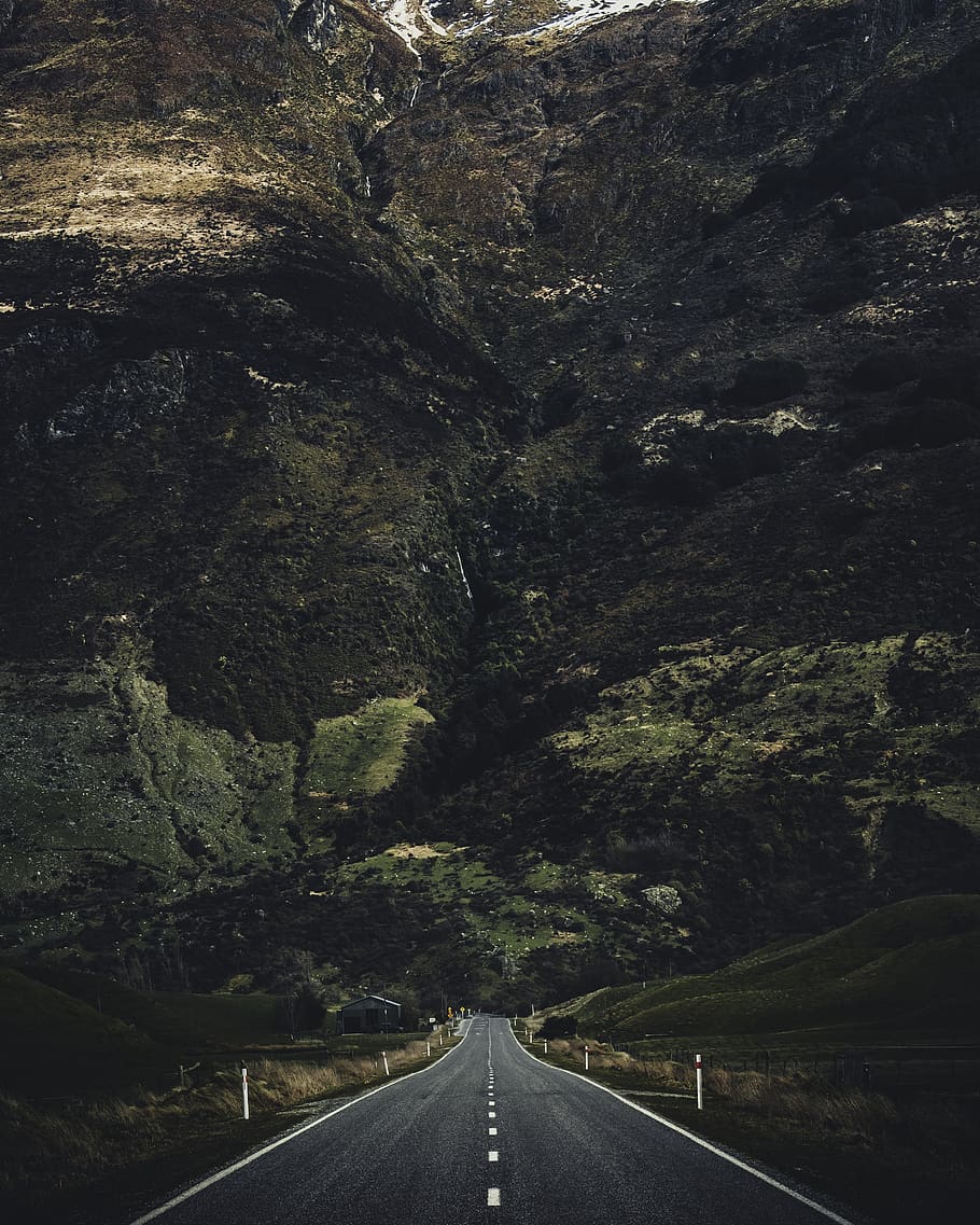 mountain and road, highway, tarmac, asphalt, outdoors, nature HD wallpaper
