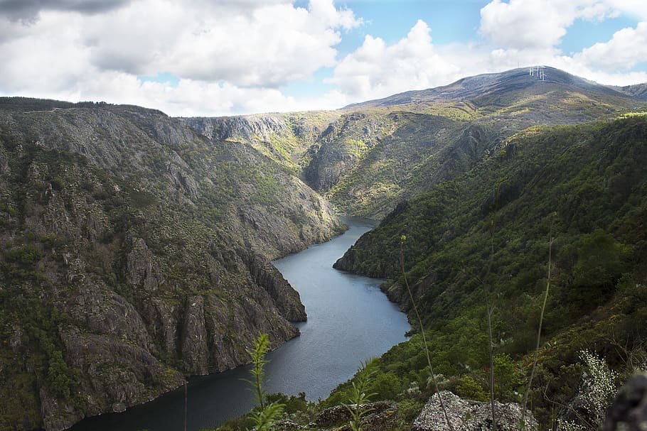 river, landscape, nature, clouds, damp, mountains, forest, lovenature HD wallpaper
