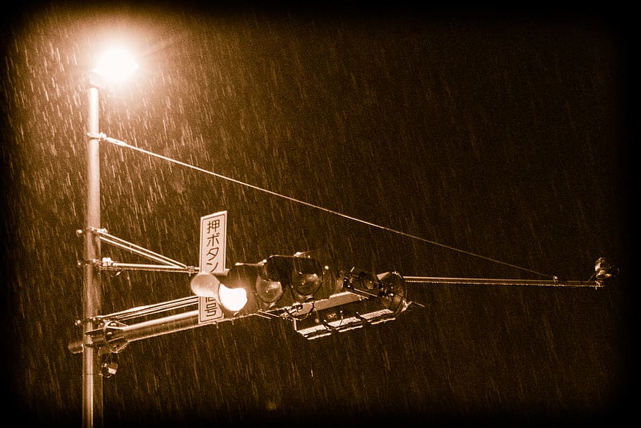 japan, nikko, night, rainy, traffic light, autumn, lighting equipment HD wallpaper