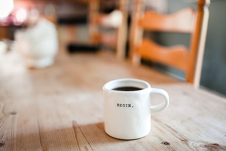 mug, cup, coffee, espresso, hot, drink, table, chairs, blur HD wallpaper