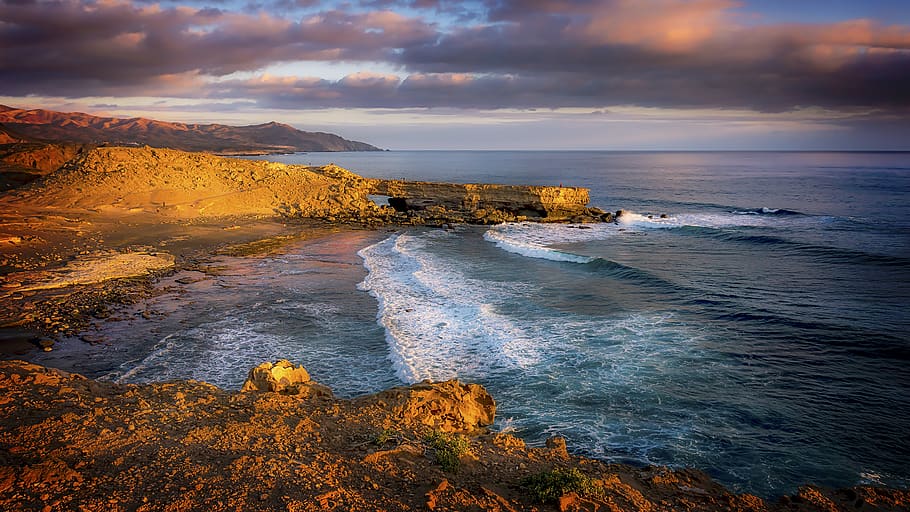 Scenic View of Ocean During Dusk, beach, clouds, coast, dawn HD wallpaper