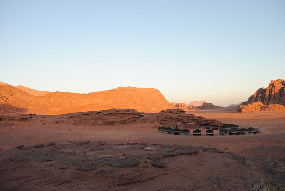 jordan, wadi rum village, red desert, camping, tent, scenics - nature