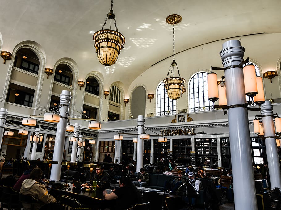 human, person, restaurant, lighting, building, architecture HD wallpaper