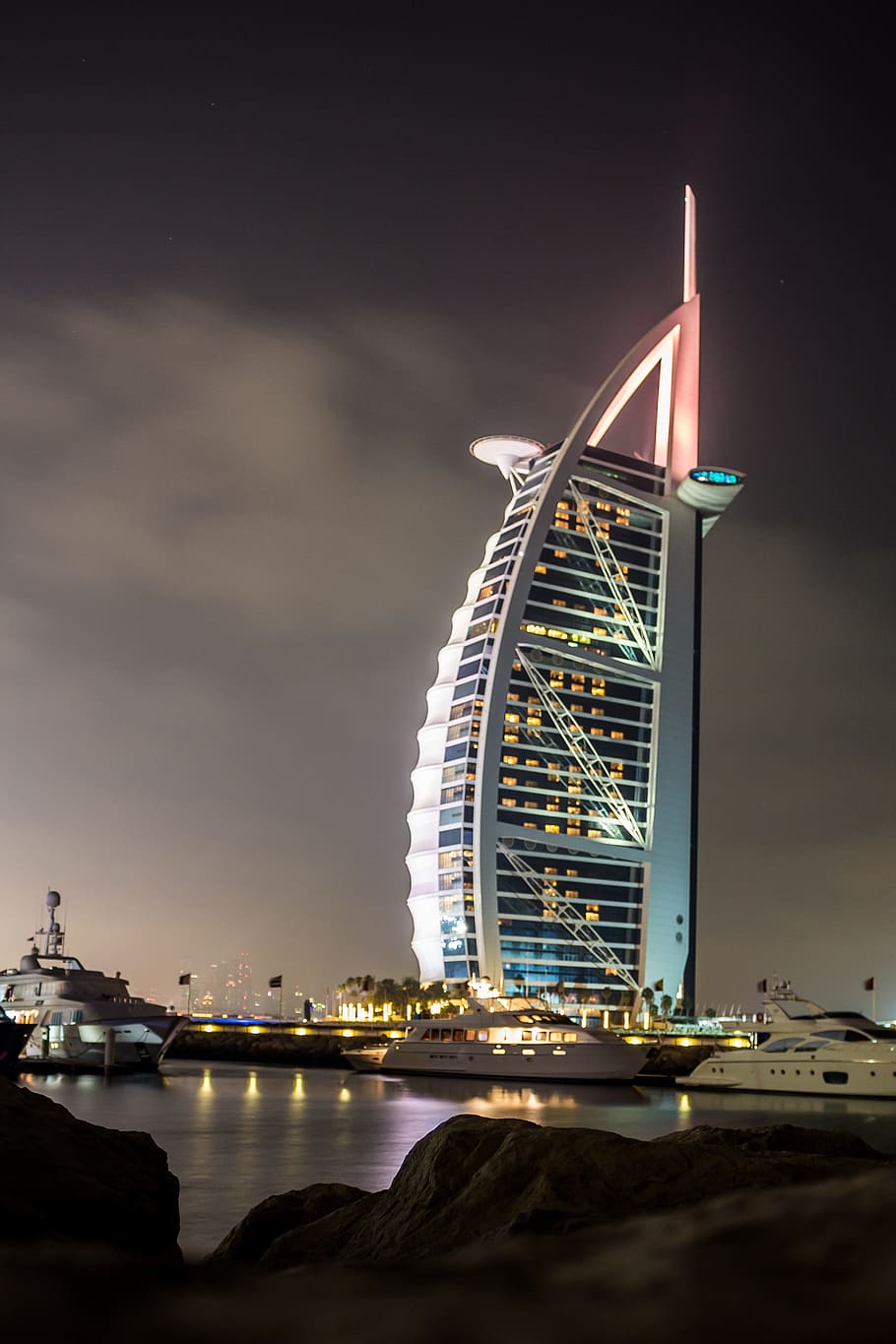 dubai, united arab emirates, burj al arab jumeirah, night photography, HD wallpaper