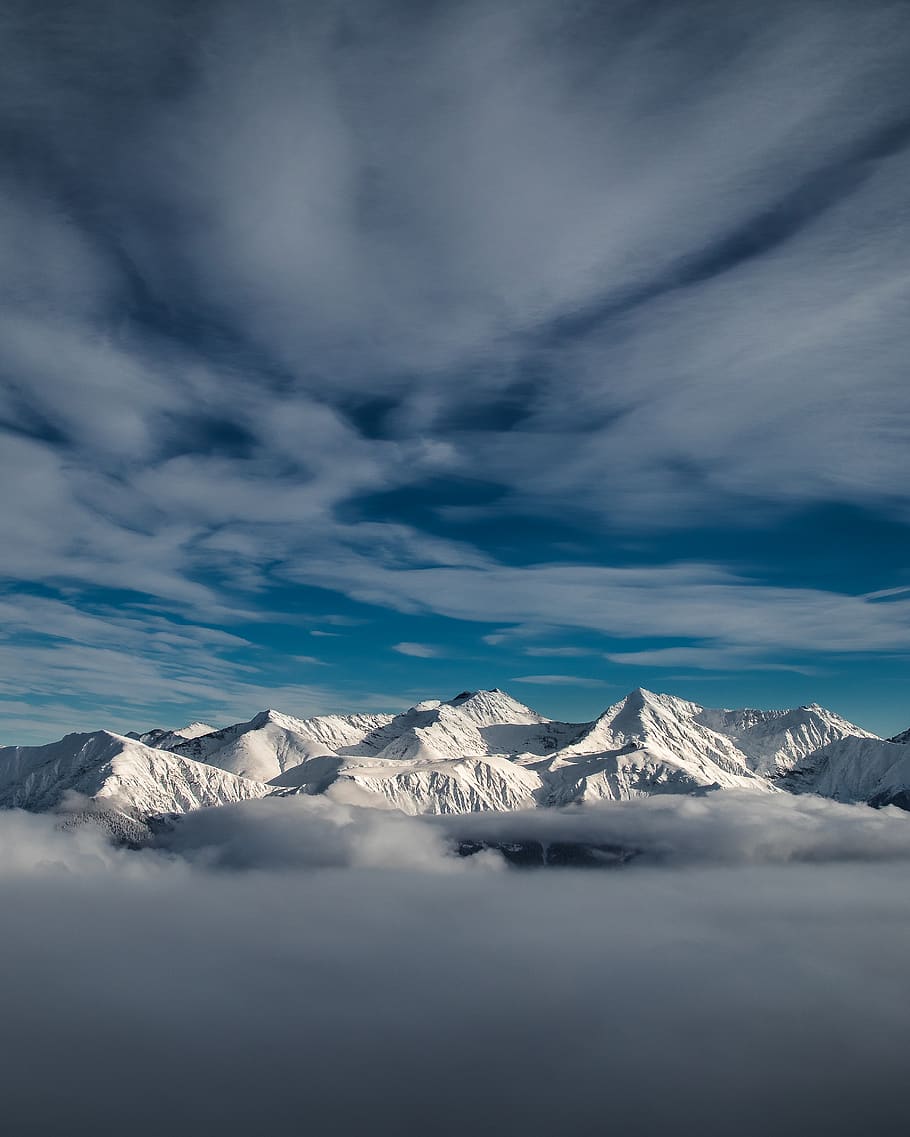 snow mountain hill during daytime, winter, cold temperature, cloud - sky HD wallpaper