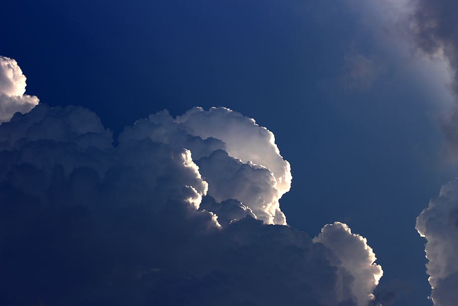 cloud, sky, reflections, blue, mood, scenery, in the evening HD wallpaper