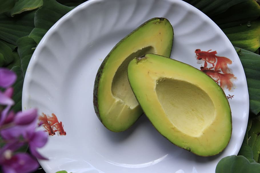 Sliced Avocado Fruits on Round White Ceramic Plate, agriculture, HD wallpaper