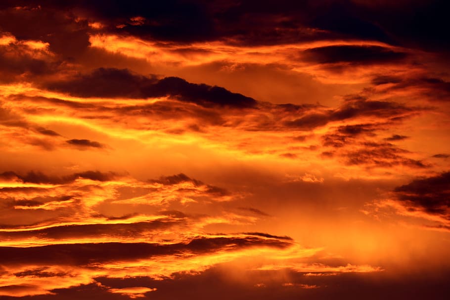 sky during golden hour, cloud - sky, orange color, sunset, dramatic sky HD wallpaper