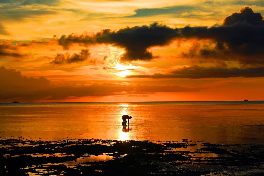 sunset, kei islands, beach, people, the sea, water, sand, travel, HD wallpaper
