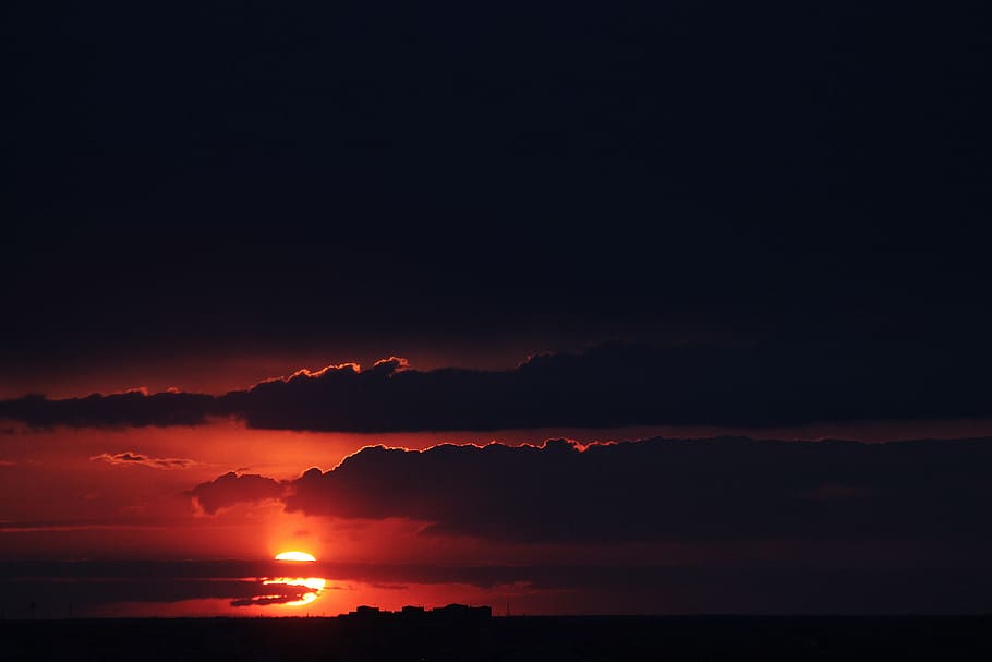 cloud, cloudy, sun, dark, black, sky, beauty in nature, water HD wallpaper
