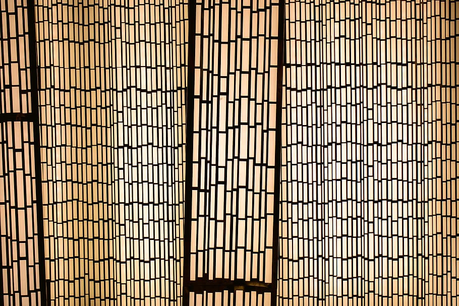 brown blinds, backgrounds, full frame, pattern, grid, no people HD wallpaper
