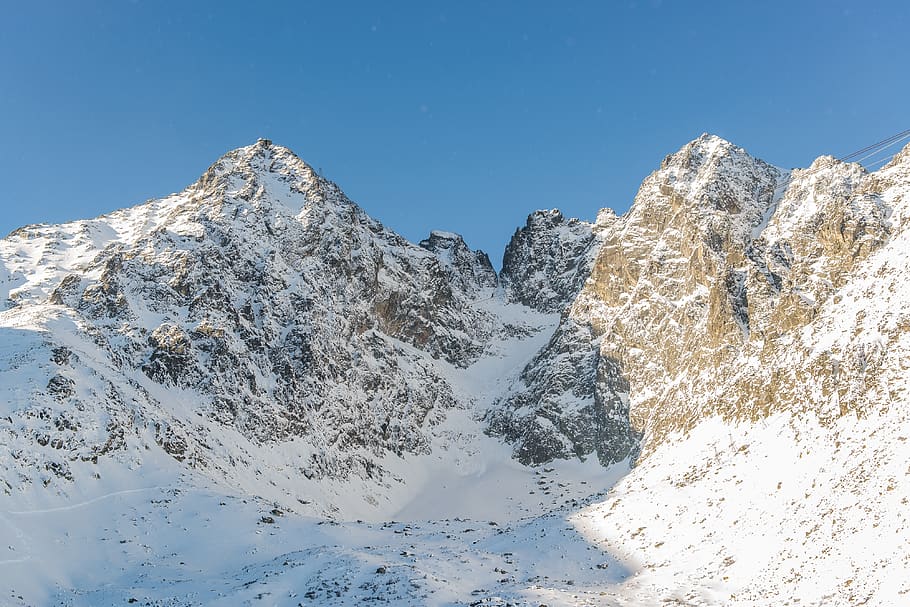 white mountain during daytime, peak, winter, snow, slovakia, tatra mountain HD wallpaper