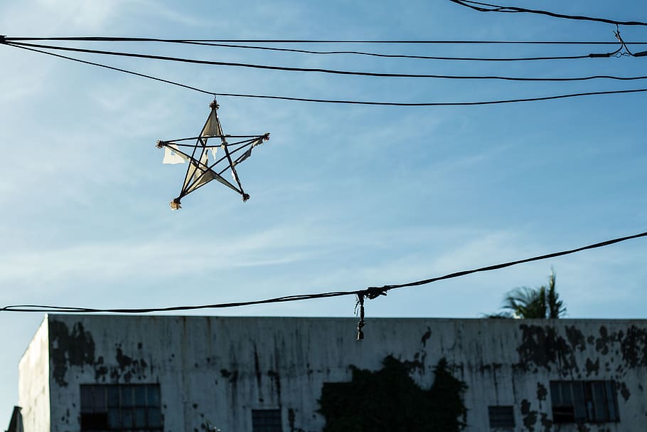 christmas, urban, low angle view, cable, sky, architecture HD wallpaper