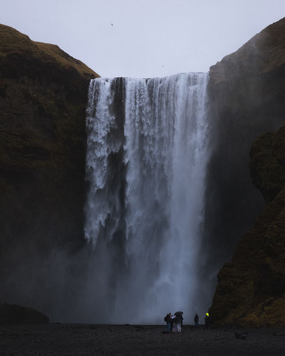 people near waterfalls during daytime, iceland, beauty in nature HD wallpaper