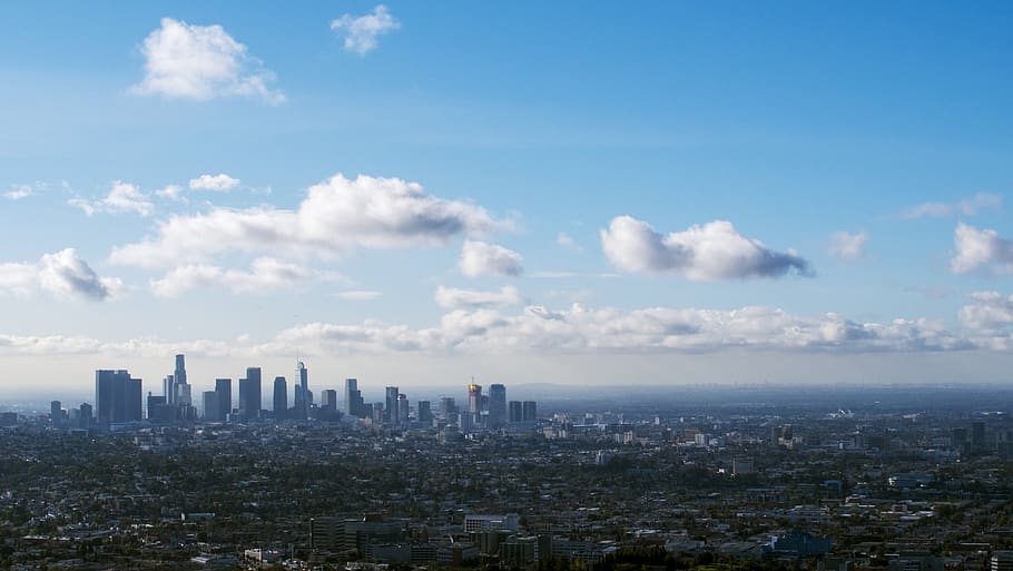 los angeles, united states, landscape, clouds, city, sky line, HD wallpaper