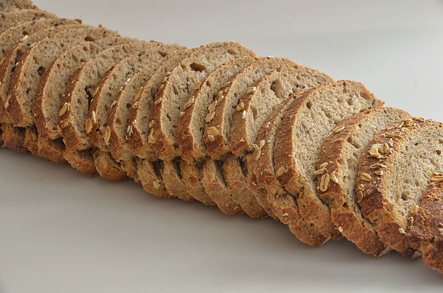 bread, food, line, slice, oat, meal, indoors, studio shot, food and drink HD wallpaper