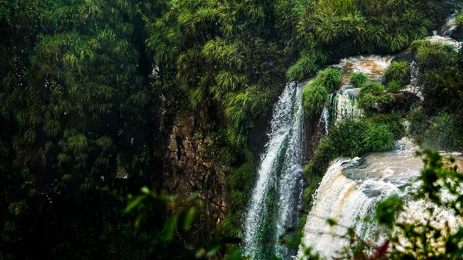 waterfalls during daytime, nature, outdoors, river, plant, vegetation HD wallpaper