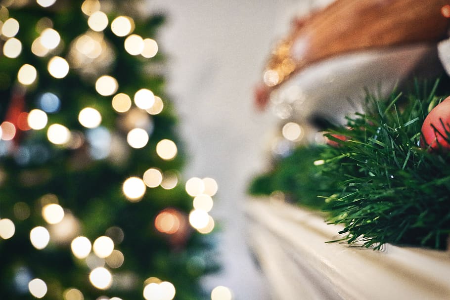 green artificial pine tree, plant, ornament, christmas tree, fir HD wallpaper