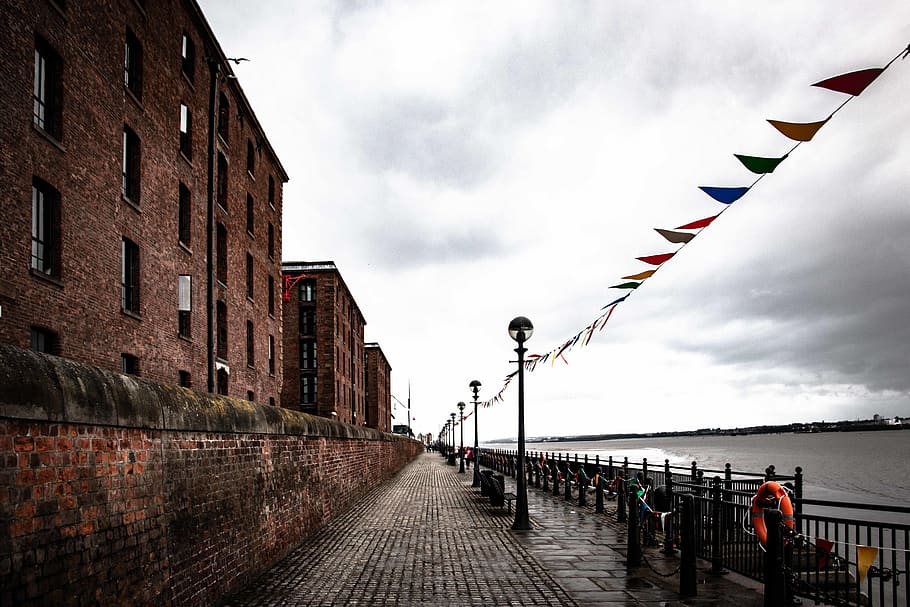 liverpool, waterfront, path, cobbles, winter, lonely, empty streets, HD wallpaper