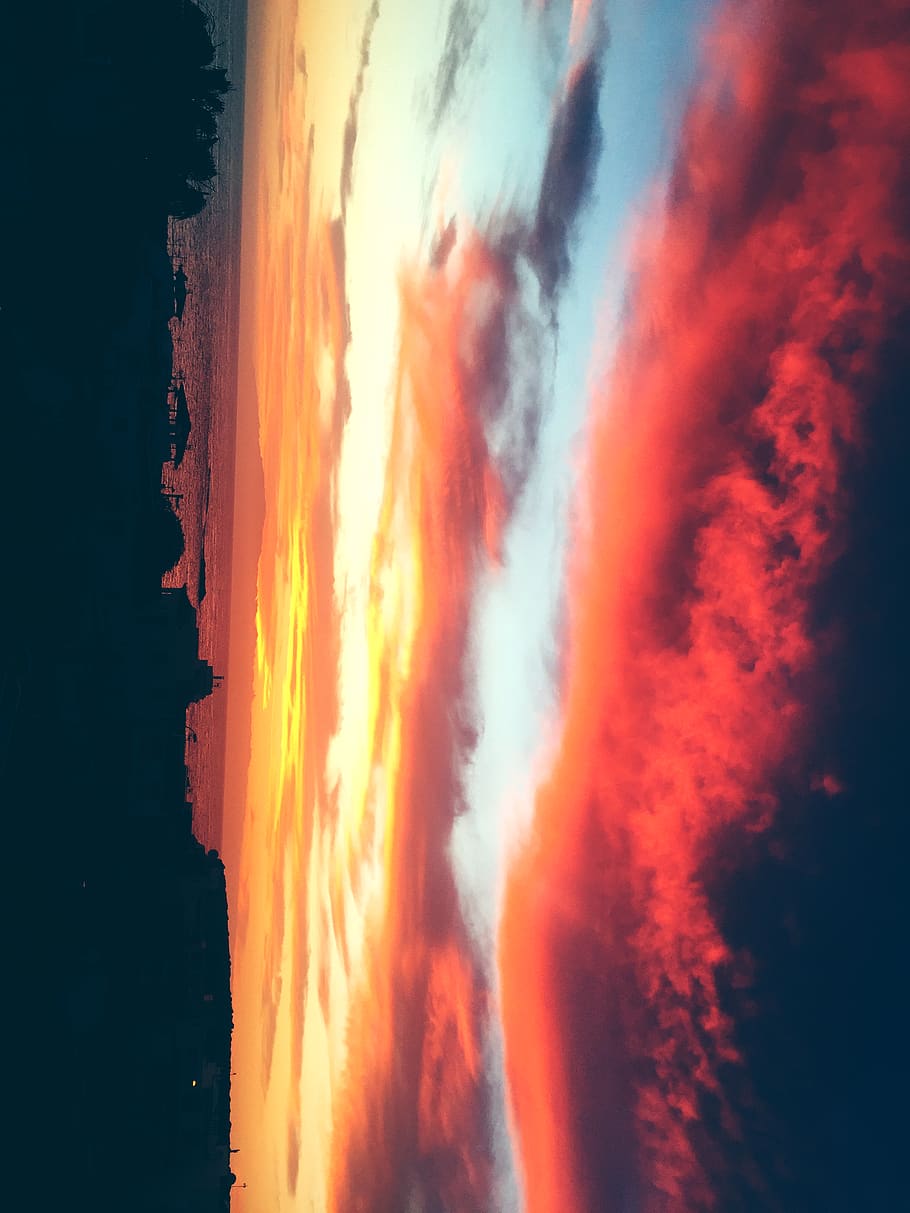 spain, tenerife, cloud - sky, orange color, sunset, beauty in nature HD wallpaper