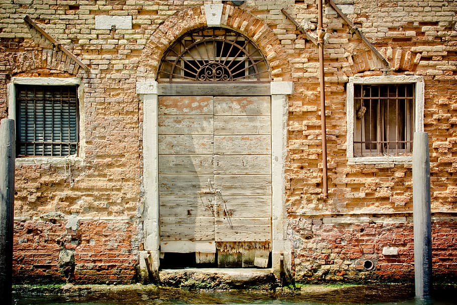 door, goal, gate, input, venice, italy, arch, round arch, old