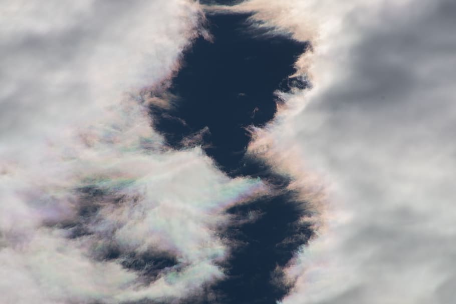 cloudscape, sky, weather, formation, white, grey, blue, rainbow HD wallpaper