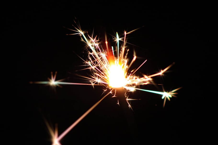 Fireworks, black background, close -up, dark, evening, flame HD wallpaper