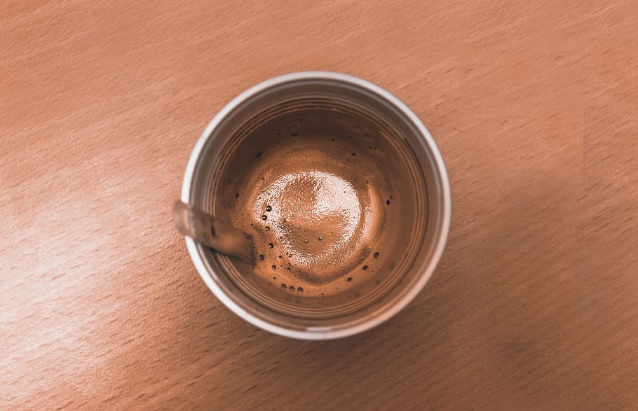 coffee, cup, spoon, plastic, brown, morning, wood, picture HD wallpaper