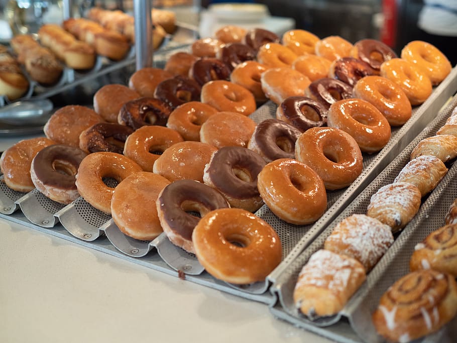 donuts, chocolate, glazed, sugar, delicious, food, sweet, sweets HD wallpaper