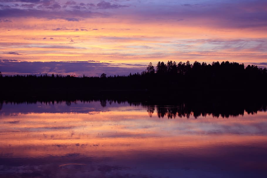 finland, iso-kontainen, lake, mirror, forest, trees, korvua, HD wallpaper