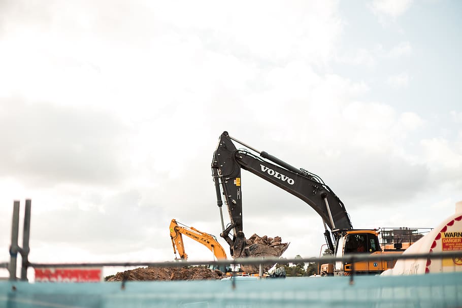 sky, cloud - sky, machinery, construction industry, crane - construction machinery HD wallpaper