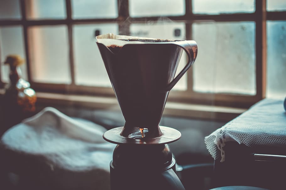 Black and Grey Ceramic Cup With Hot Coffee, brewed coffee, caffeine HD wallpaper