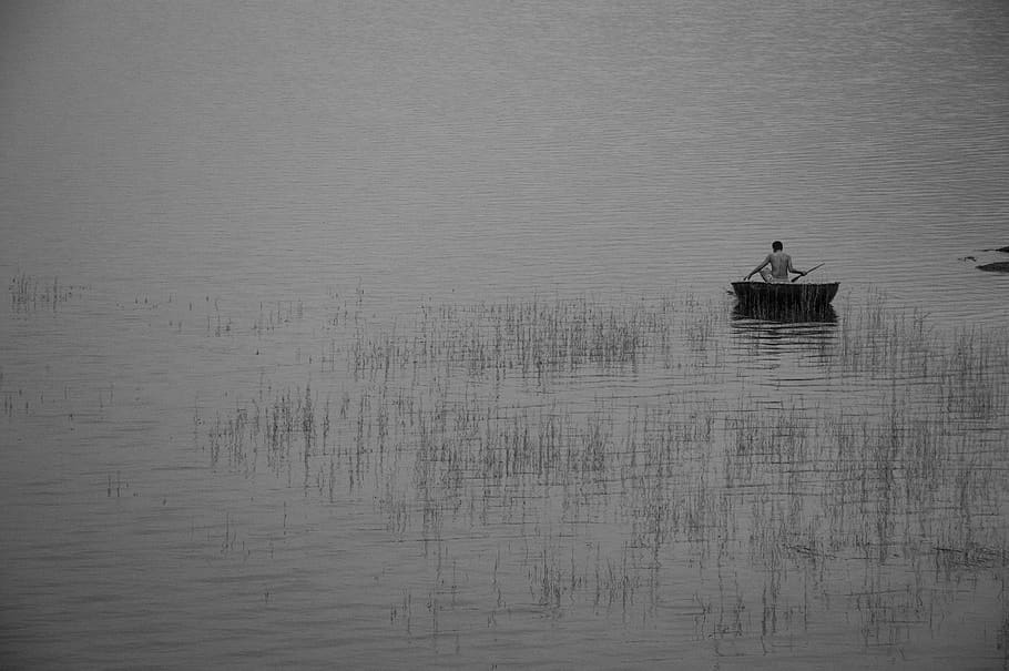 india, kerela, kanjirapuzha dam, fishing, poor, blackandwhite, HD wallpaper