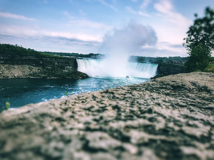 niagara falls, canada, landscape, cliffs, blurry, tree, blur shot HD wallpaper