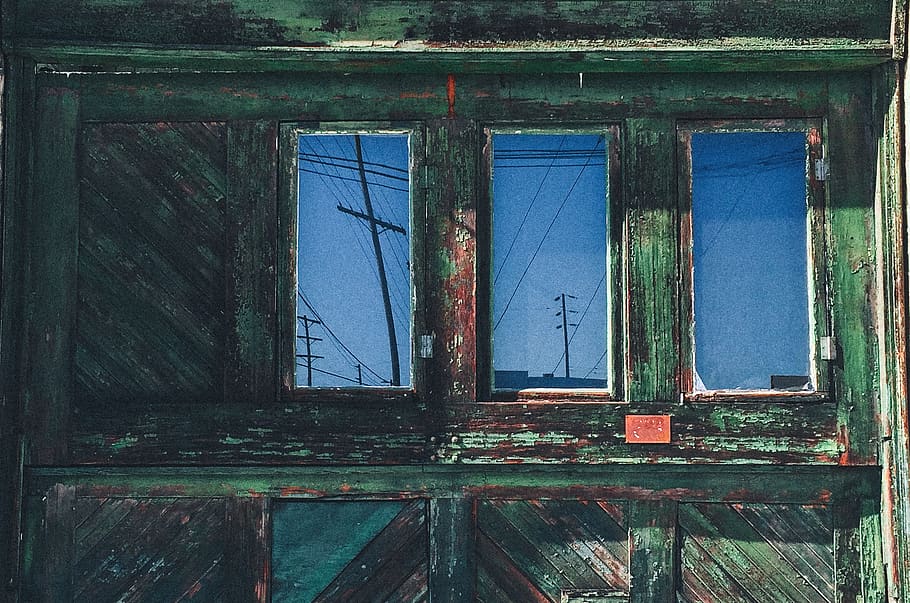 wood, door, window, reflection, decay, old, architecture, built structure HD wallpaper