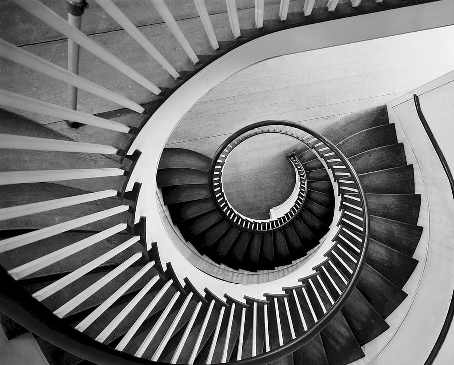 stair, step, staircase, construction, architecture, spiral HD wallpaper