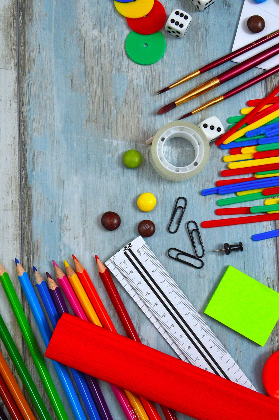 color, school supplies, child, school starts, childhood, education