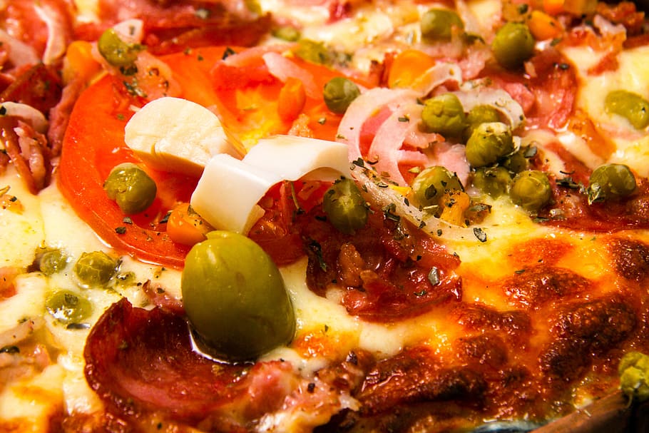 pizza, mozzarella, food, kitchen, tasty, pepperoni, gourmet HD wallpaper