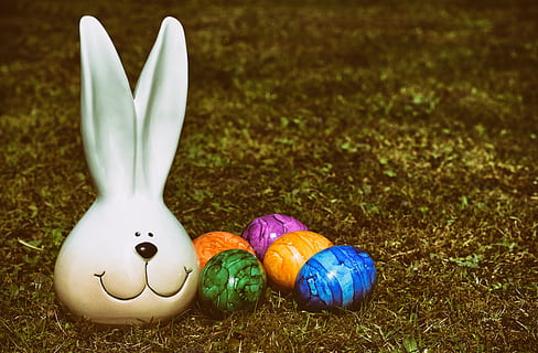 easter, easter bunny, colorful, hare, spring, easter decoration HD wallpaper