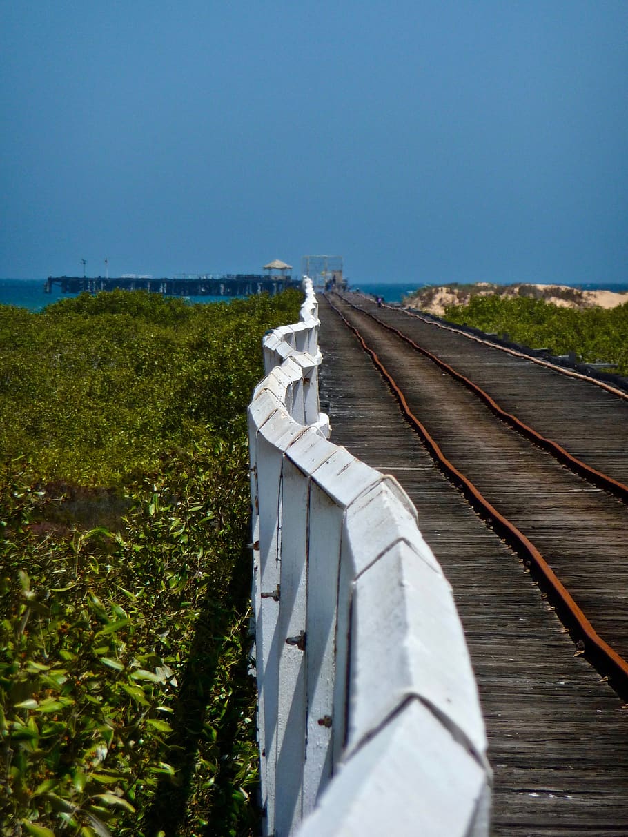 perspective, horizon, railway, line, fence, rickety, track HD wallpaper