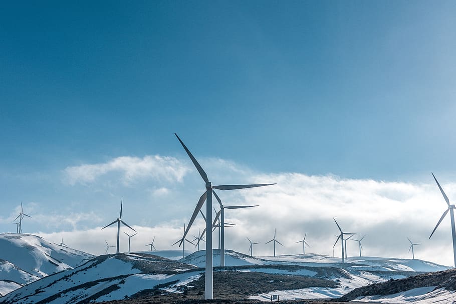 clouds, sky, nature, windmill, mountain, air, travel, adventure HD wallpaper