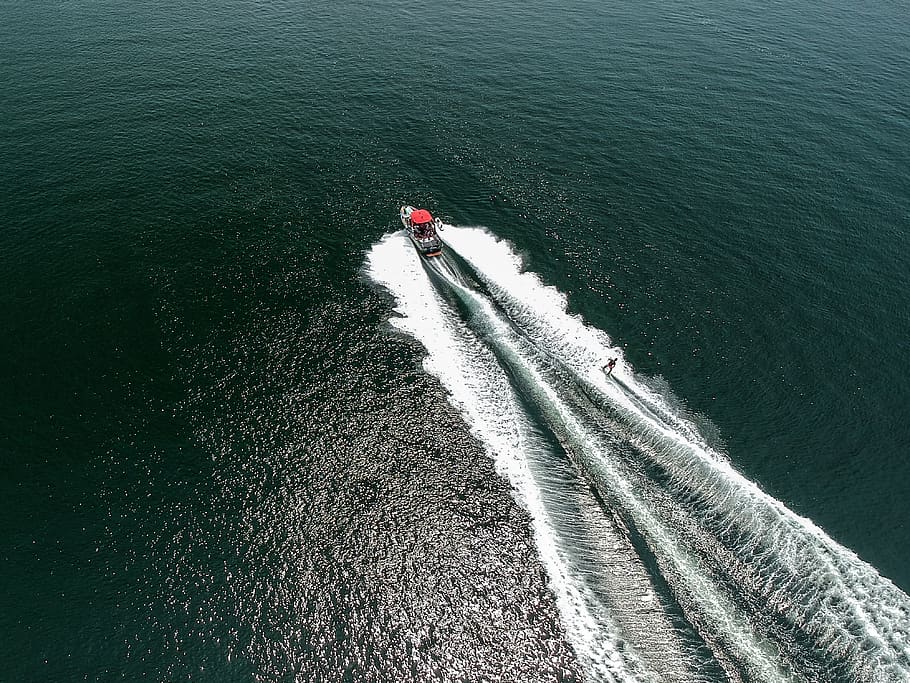 aerial photography of speedboat on body of water, transportation, HD wallpaper